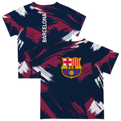 Barcelona Vive La Fete Youth Paint Brush T-Shirt - Navy