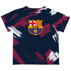 Barcelona Vive La Fete Youth Paint Brush T-Shirt - Navy