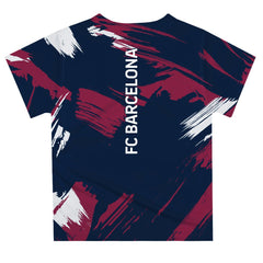 Barcelona Vive La Fete Youth Paint Brush T-Shirt - Navy