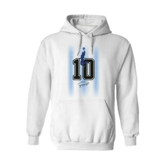 Diego Maradona Argentina National Team Vive La Fete Women's Number & Signature Pullover Hoodie - White