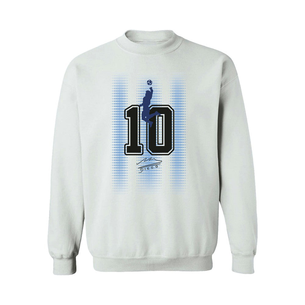 Diego Maradona Argentina National Team Vive La Fete Number & Signature Sweatshirt - White