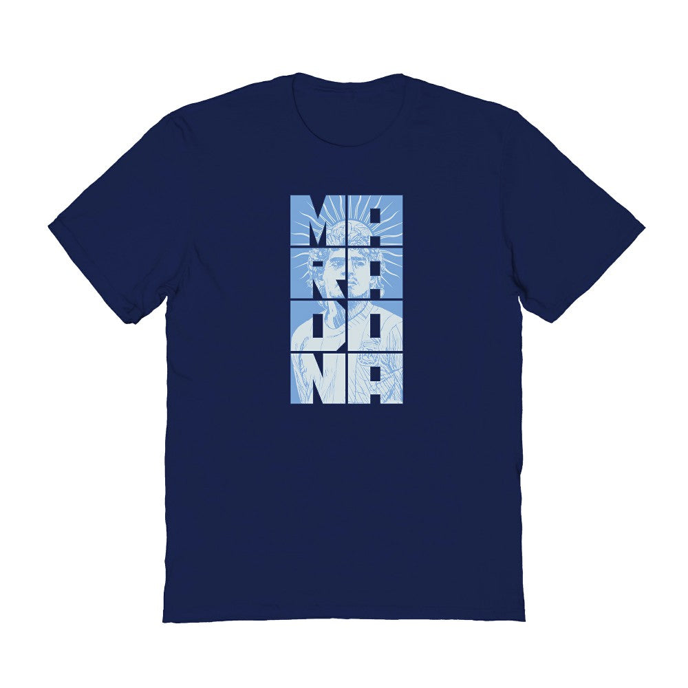 Diego Maradona Argentina National Team Vive La Fete Portrait T-Shirt - Navy