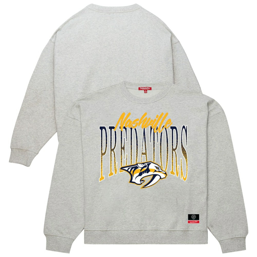 NHL Heather Gray Nashville Predators Mitchell & Ness Women's Hockey Night Sweatshirt