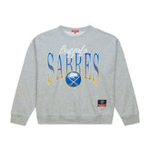 NHL Heather Gray Buffalo Sabres Mitchell & Ness Women's Hockey Night Sweatshirt
