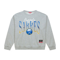 NHL Heather Gray Buffalo Sabres Mitchell & Ness Women's Hockey Night Sweatshirt