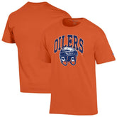 NHL Orange Edmonton Oilers Champion Helmet T-Shirt
