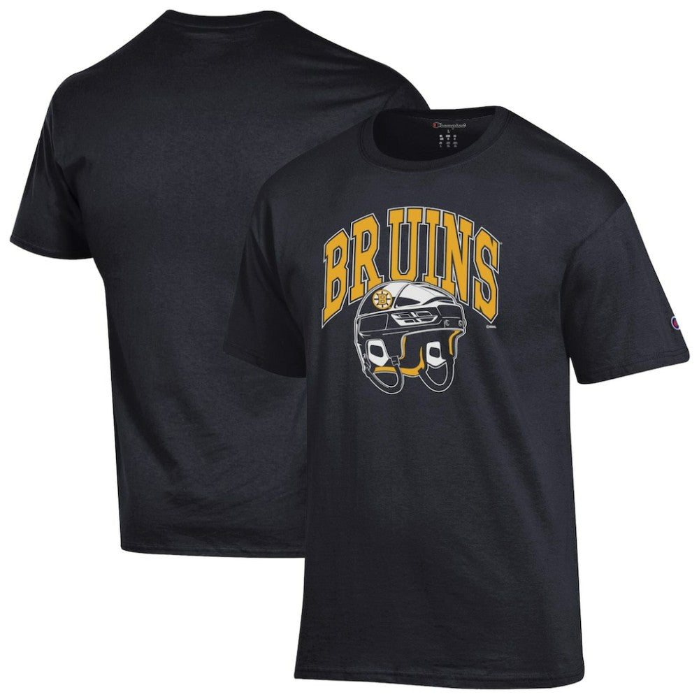 NHL Black Boston Bruins Champion Helmet T-Shirt
