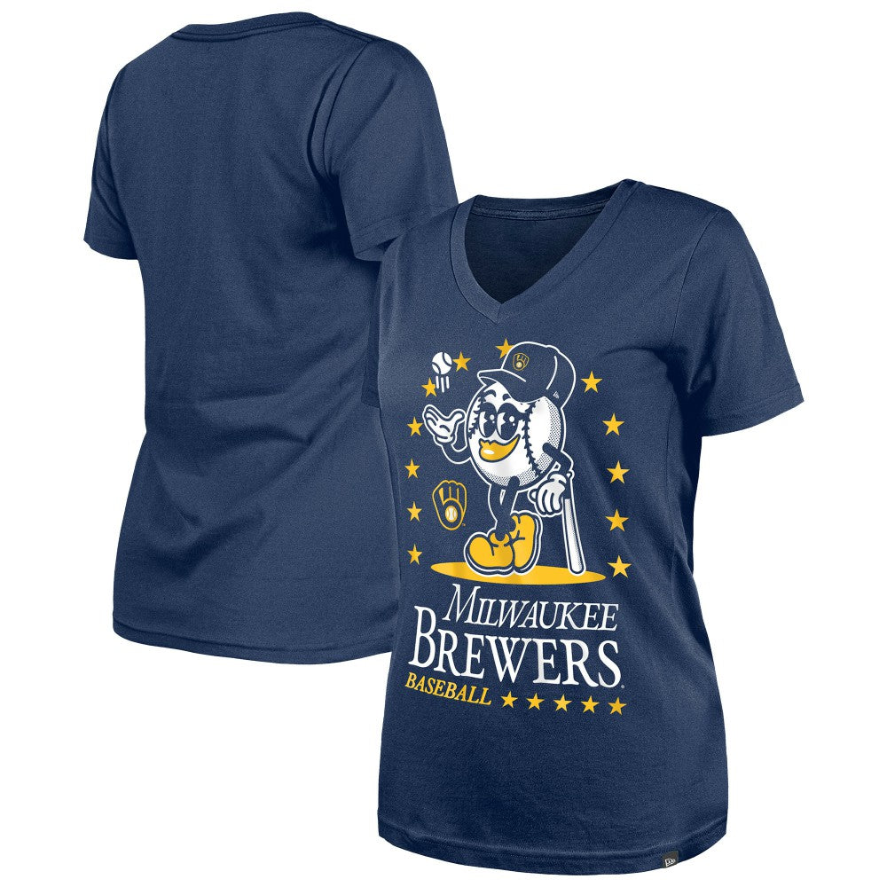 MLB Milwaukee Brewers New Era Women's Little Miss 2 V-Neck T-Shirt
