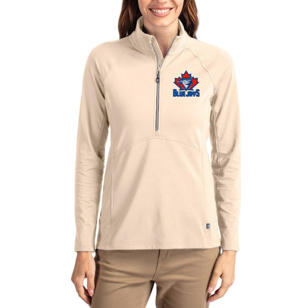 MLB Toronto Blue Jays Cutter & Buck Women's Cooperstown Collection Adapt Eco Knit Stretch Half-Zip Pullover