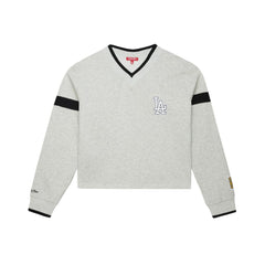 MLB Los Angeles Dodgers Mitchell & Ness Women's Cooperstown Collection V-Neck Cropped Toggle Sweatshirt