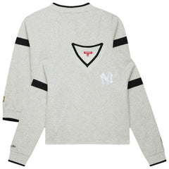 MLB New York Yankees Mitchell & Ness Women's Cooperstown Collection V-Neck Cropped Toggle Sweatshirt