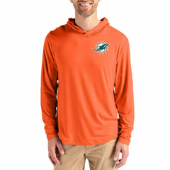 Cutter & Buck Coastline Epic Comfort Recycled Long Sleeve Hoodie T-Shirt - Miami Dolphins