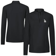 MLB Los Angeles Dodgers Levelwear Women's Upright Insignia 2.0 Quarter-Zip Tri-Blend Top