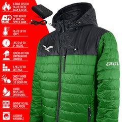 ActionHeat 5V Battery Heated Colorblock Full-Zip Puffer Jacket - Philadelphia Eagles