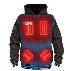 ActionHeat 5V Battery Heated Full-Snap Varsity Jacket - Detroit Lions