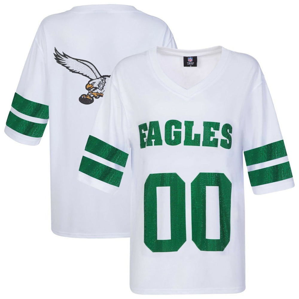 Cuce Women's Rhinestone V-Neck Tunic - Philadelphia Eagles