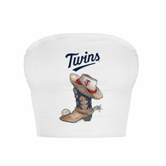 MLB Minnesota Twins Tiny Turnip Women's Cowboy Boot Crop Tube Top
