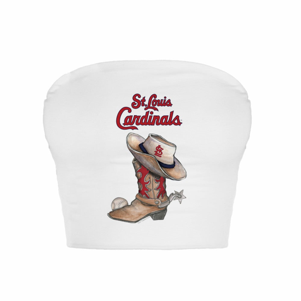 MLB St. Louis Cardinals Tiny Turnip Women's Cowboy Boot Crop Tube Top