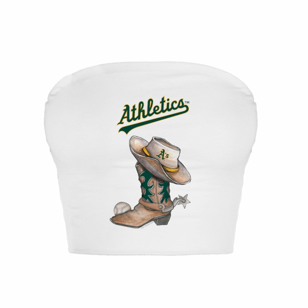 MLB Athletics Tiny Turnip Women's Cowboy Boot Crop Tube Top