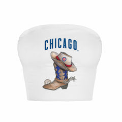MLB Chicago Cubs Tiny Turnip Women's Cowboy Boot Crop Tube Top