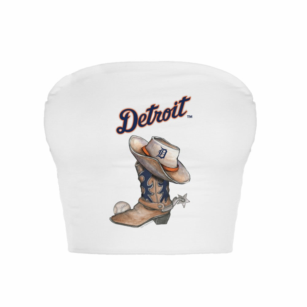 MLB Detroit Tigers Tiny Turnip Women's Cowboy Boot Crop Tube Top