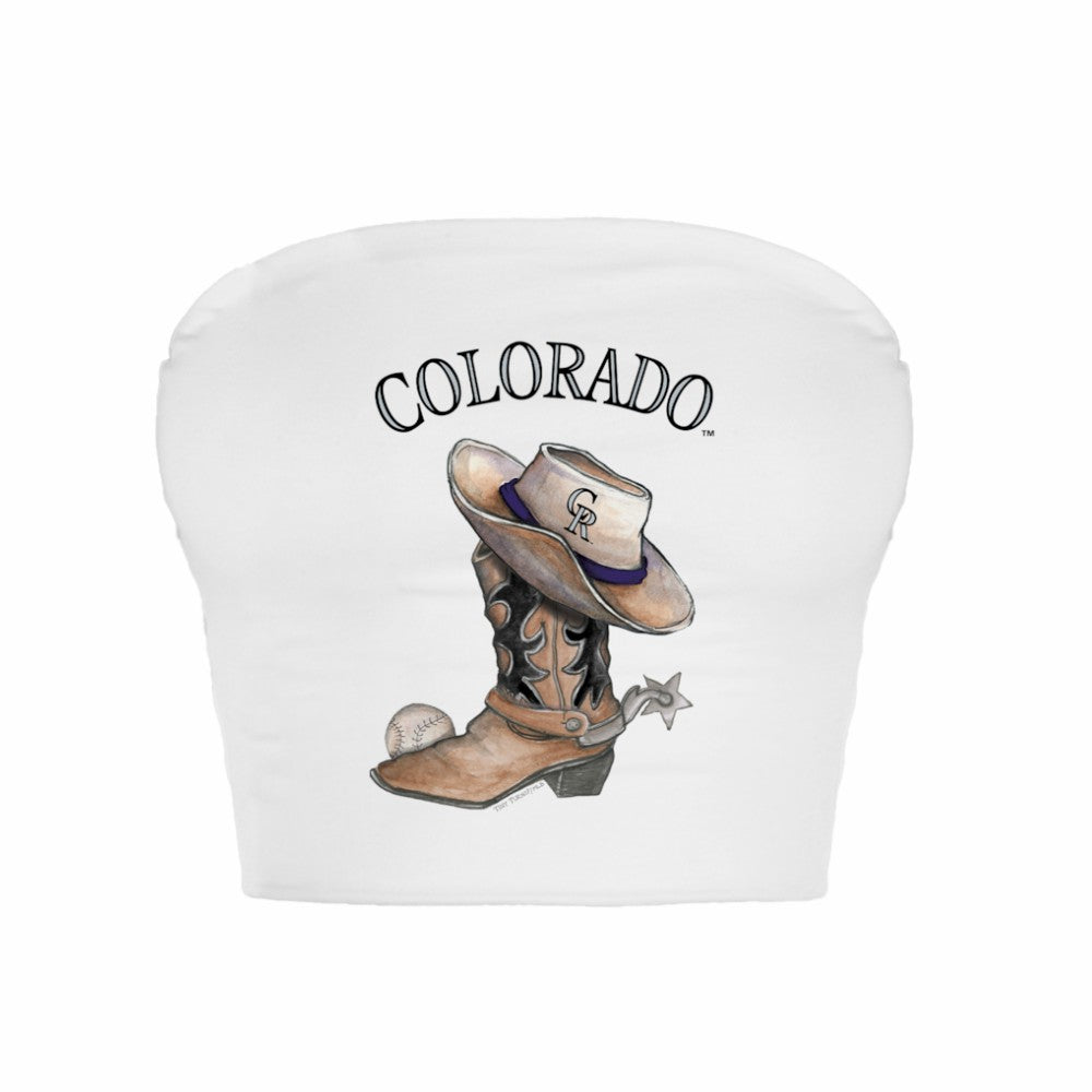 MLB Colorado Rockies Tiny Turnip Women's Cowboy Boot Crop Tube Top