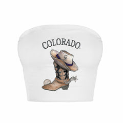 MLB Colorado Rockies Tiny Turnip Women's Cowboy Boot Crop Tube Top