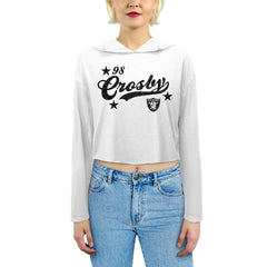 Maxx Crosby Majestic Threads Women's Glitter Wordmark Hoodie - Las Vegas Raiders