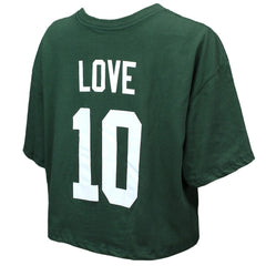 Jordan Love Majestic Threads Women's Swarovski Crystals Boxy Cropped Name & Number T-Shirt - Green Bay Packers