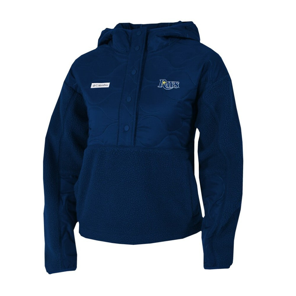 MLB Tampa Bay Rays Columbia Women's Cloud Point Hooded Fleece Half-Snap Pullover Jacket