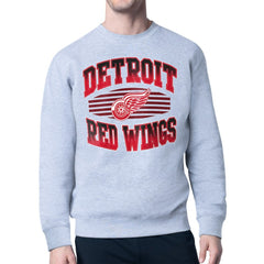 NHL Gray Detroit Red Wings Starter Team Grit Graphic Fleece Pullover Sweatshirt