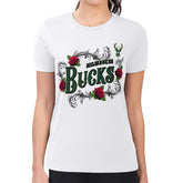 NBA Milwaukee Bucks G-III 4Her by Carl Banks Women's Super-Slim Fit Lightweight Roses Crew Neck T-Shirt