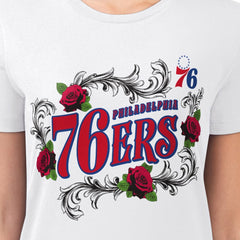 NBA Philadelphia 76ers G-III 4Her by Carl Banks Women's Super-Slim Fit Lightweight Roses Crew Neck T-Shirt