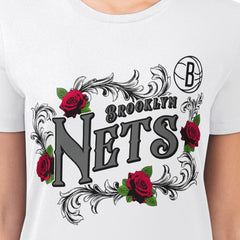NBA Brooklyn Nets G-III 4Her by Carl Banks Women's Super-Slim Fit Lightweight Roses Crew Neck T-Shirt