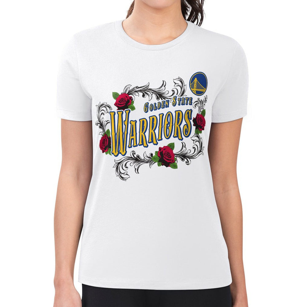 NBA Golden State Warriors G-III 4Her by Carl Banks Women's Super-Slim Fit Lightweight Roses Crew Neck T-Shirt sale