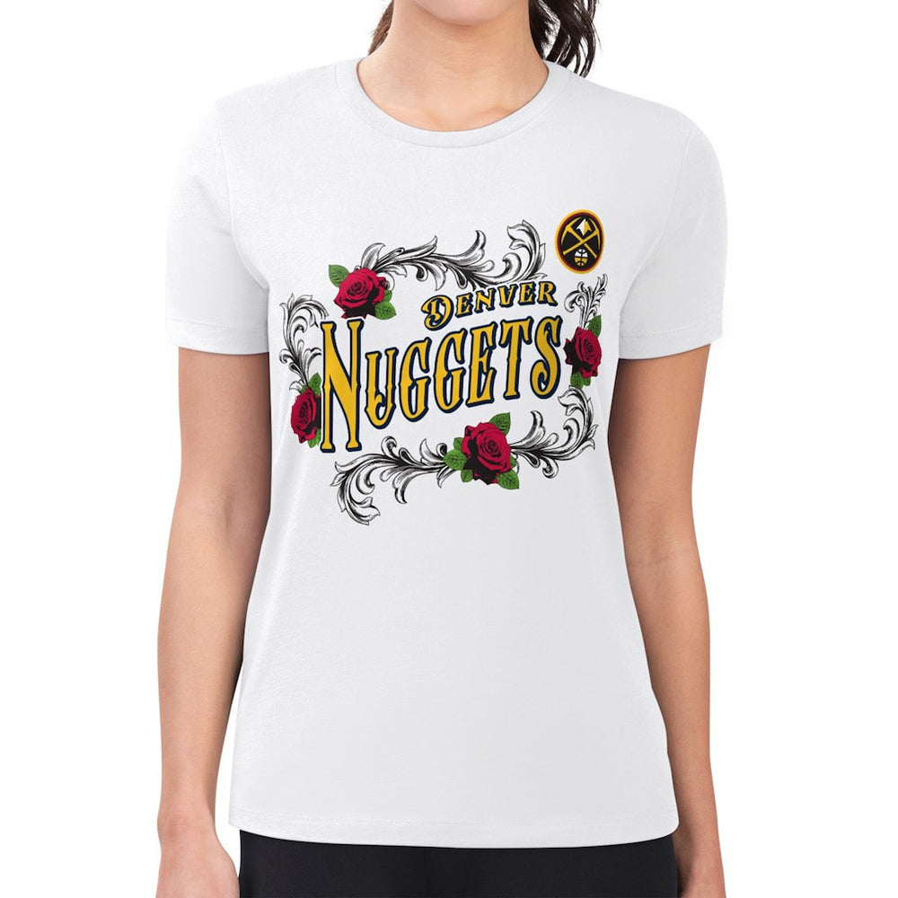 NBA Denver Nuggets G-III 4Her by Carl Banks Women's Super-Slim Fit Lightweight Roses Crew Neck T-Shirt sale
