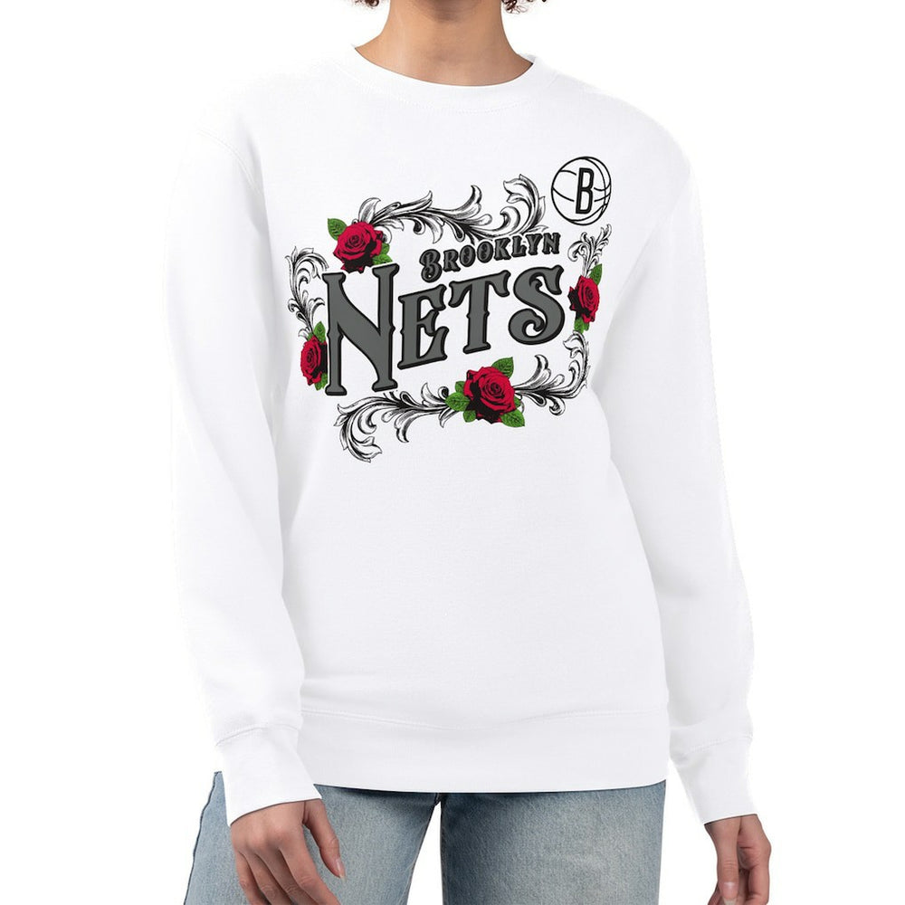 NBA Brooklyn Nets G-III 4Her by Carl Banks Women's Roses Fleece Tri-Blend Sweatshirt