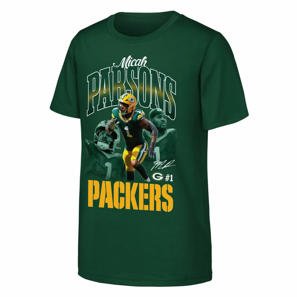 Micah Parsons Outerstuff Youth Triple Pic T-Shirt - Green Bay Packers