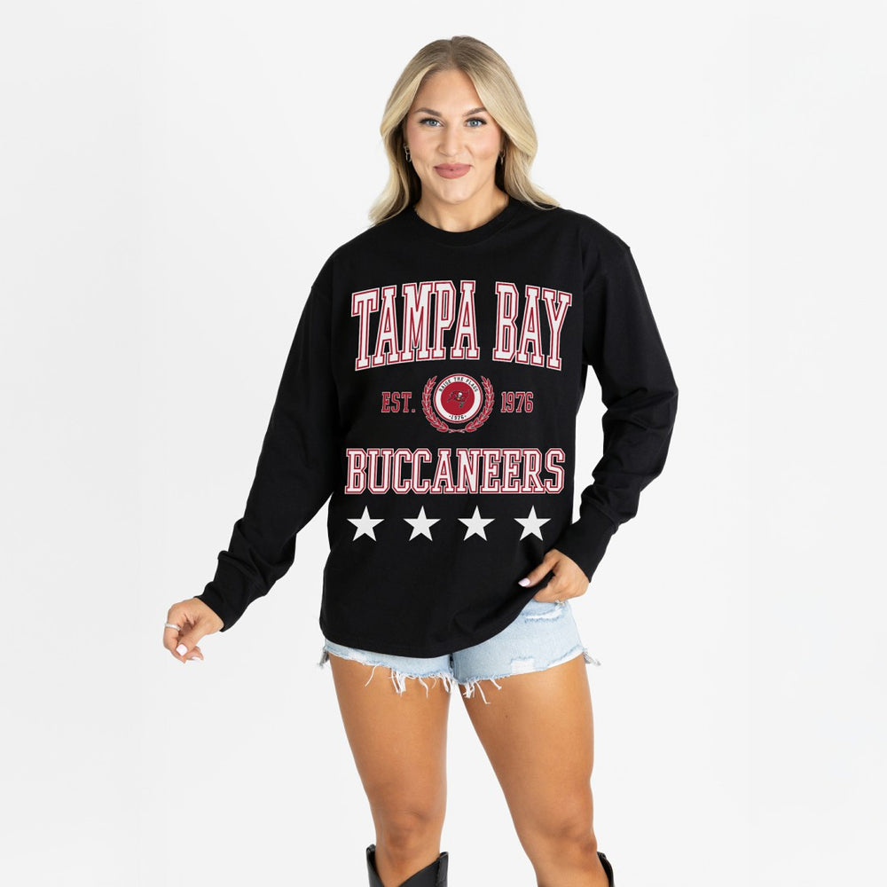 Gameday Couture Women's Oversized Everyday Star Long Sleeve T-Shirt - Tampa Bay Buccaneers