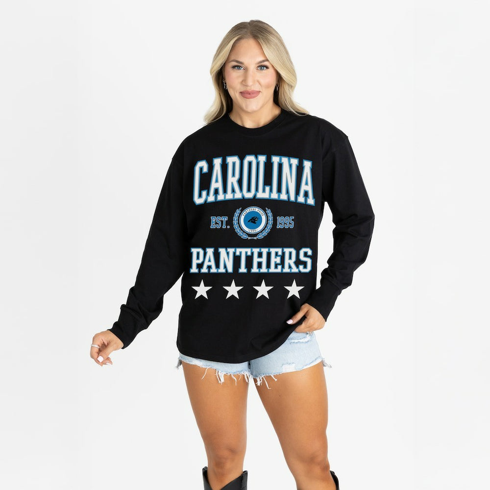 Gameday Couture Women's Oversized Everyday Star Long Sleeve T-Shirt - Carolina Panthers