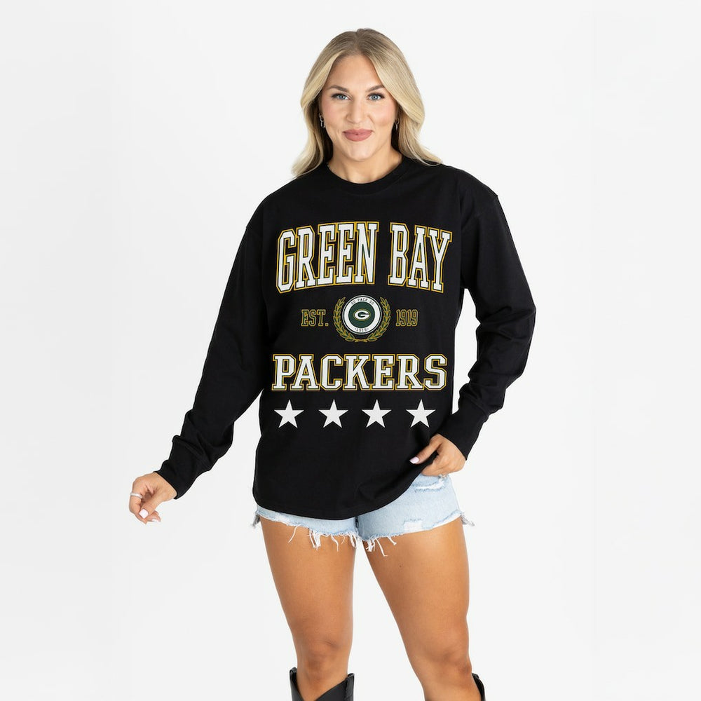 Gameday Couture Women's Oversized Everyday Star Long Sleeve T-Shirt - Green Bay Packers