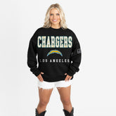 Gameday Couture Women's Oversized Level Up Black Label Premium Fleece Sweatshirt - Los Angeles Chargers