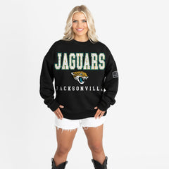 Gameday Couture Women's Oversized Level Up Black Label Premium Fleece Sweatshirt - Jacksonville Jaguars