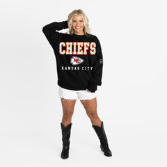 Gameday Couture Women's Oversized Level Up Black Label Premium Fleece Sweatshirt - Kansas City Chiefs
