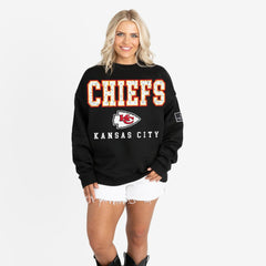 Gameday Couture Women's Oversized Level Up Black Label Premium Fleece Sweatshirt - Kansas City Chiefs