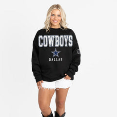 Gameday Couture Women's Oversized Level Up Black Label Premium Fleece Sweatshirt - Dallas Cowboys