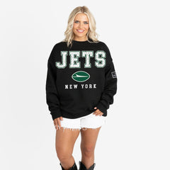 Gameday Couture Women's Oversized Level Up Black Label Premium Fleece Sweatshirt - New York Jets
