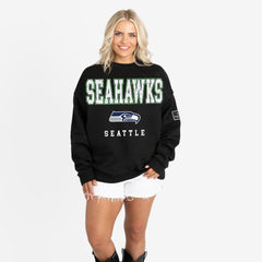 Gameday Couture Women's Oversized Level Up Black Label Premium Fleece Sweatshirt - Seattle Seahawks