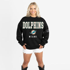 Gameday Couture Women's Oversized Level Up Black Label Premium Fleece Sweatshirt - Miami Dolphins