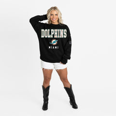 Gameday Couture Women's Oversized Level Up Black Label Premium Fleece Sweatshirt - Miami Dolphins